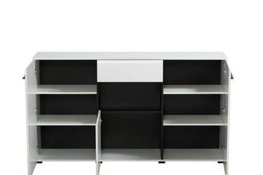 Terrento White High Gloss Tall Sideboard: Modern Storage for Elegant Living Spaces - UK Luxury Furniture